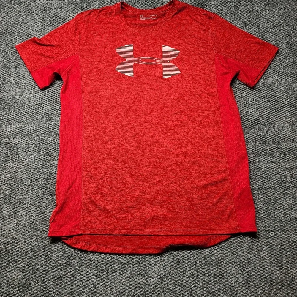 Mens Under Armour Shirt XL Heat Gear Lightweight Heathered Red Sportswear